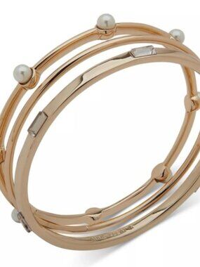 Anne Klein Gold-Tone 3-Pc Set Boxed Crystal Bangle Bracelets